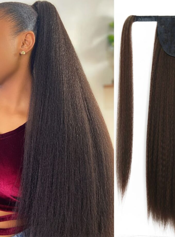 REMY Processed High Quality Clip-In Ponytail Hair Extension - Black Straight, Wavy & Curly