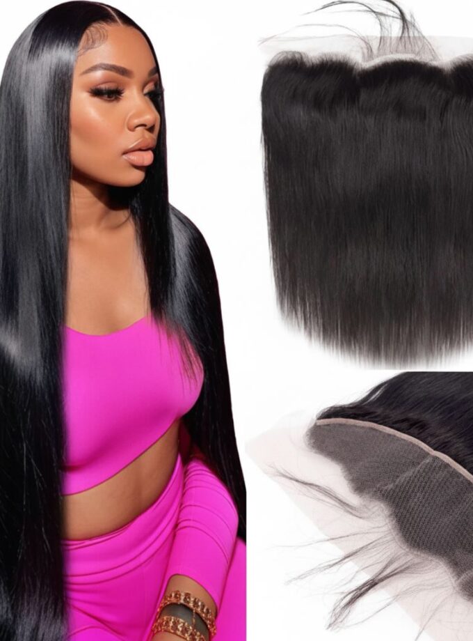 Straight Lace Frontal 13X6 Black Hair: Natural Straight