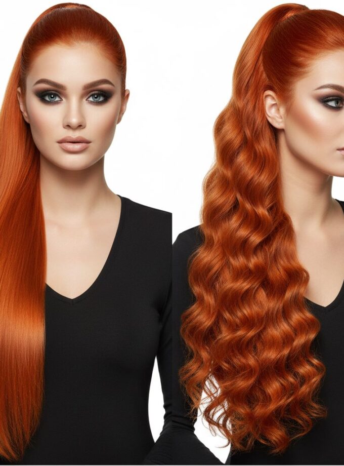 Vibrant & Versatile Colored Remy Ponytail Extension - Straight & Wavy/Curly (100% Human Hair)